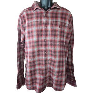 Under Armour Maroon Plaid Button-Up Shirt XL Stretch Long Sleeve